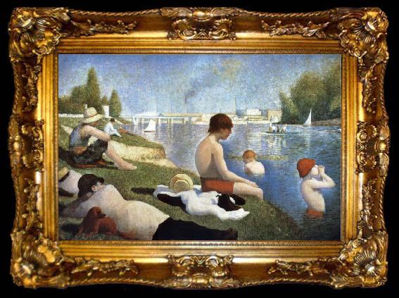 framed  Georges Seurat Bathers of Asnieres, ta009-2